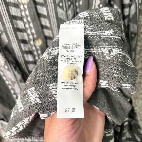 Splendid Dress Women’s Medium Freesia Linen Blend Long Sleeve Tie Waist - Picture 6 of 7